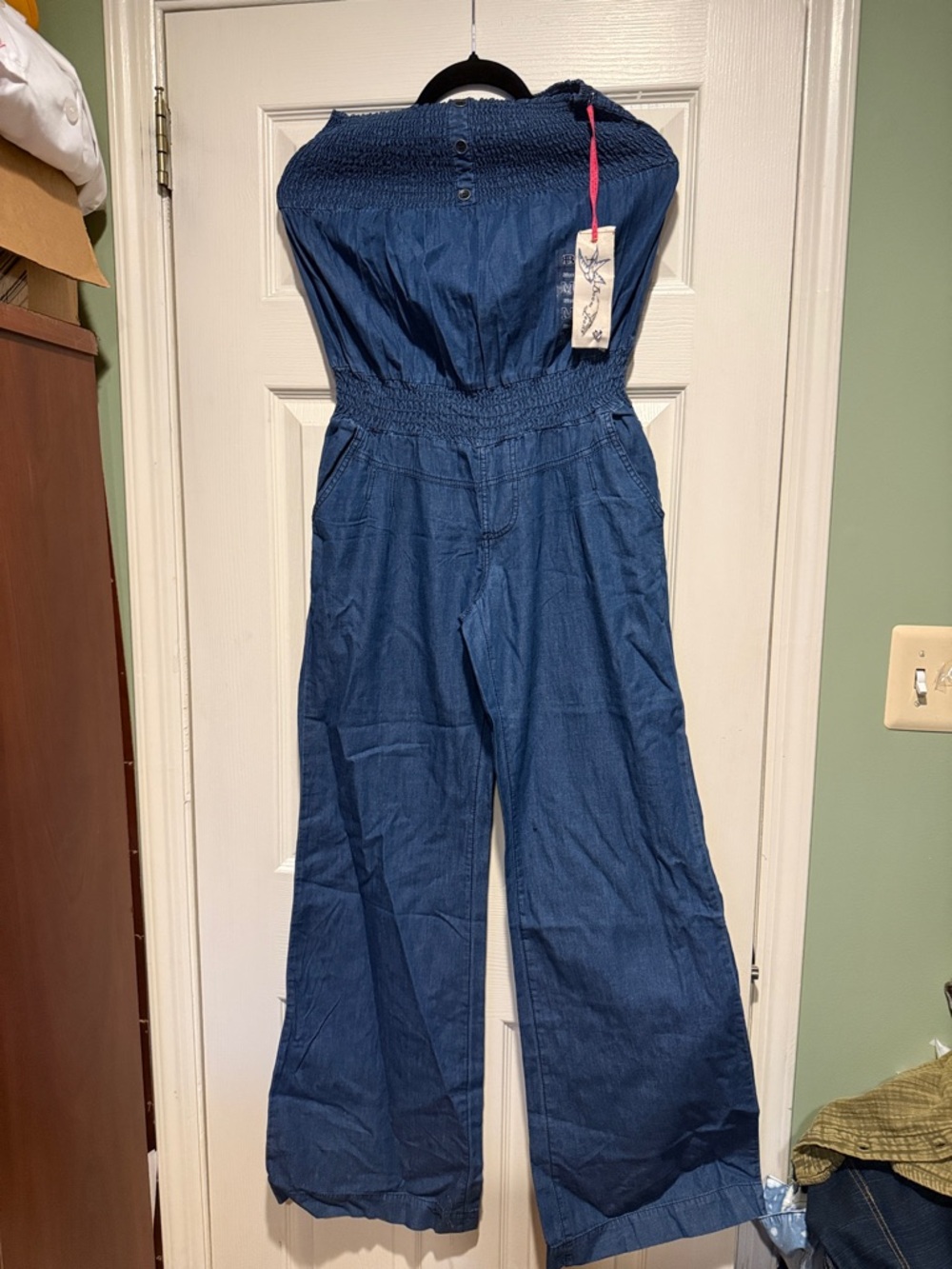 Boom Boom Jeans Indigo Strapless Wide-Leg Jumpsuit